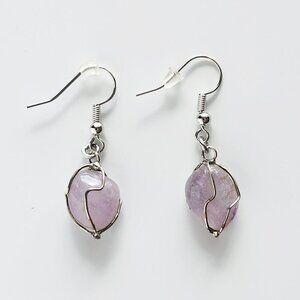 Purple crystal silver fairy elf earrings ✦ translucent gem dangle earrings ✦